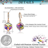 Austrian Crystal Cube Drop Dangle Earrings for Women 14K Gold Plated Hypoallergenic Jewelry