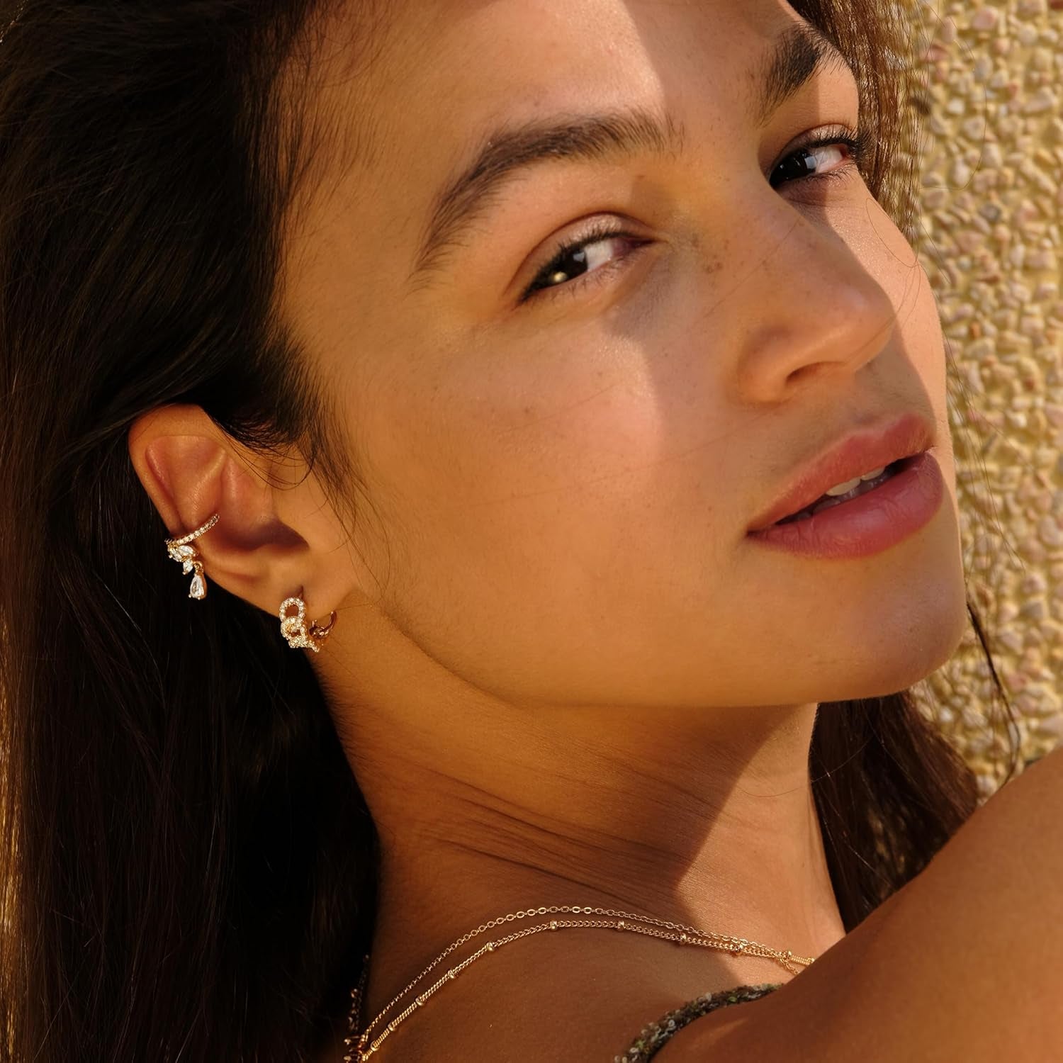 Cubic Zirconia Huggie Earrings 14K Gold Plated Tiny Earrings Small Huggie Hoop Earrings Simple Lightweight Hoops Gift for Women