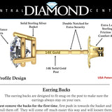 14K Gold Post & Sterling Silver Pure Brilliance Zirconia 3 Prong Martini Style Stud Earrings 1.0Ct to 4Ct