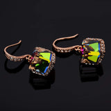 Austrian Crystal Cube Drop Dangle Earrings for Women 14K Gold Plated Hypoallergenic Jewelry