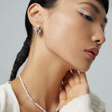 Heart Stitching Series: Sterling Silver Heart Pearl Necklace