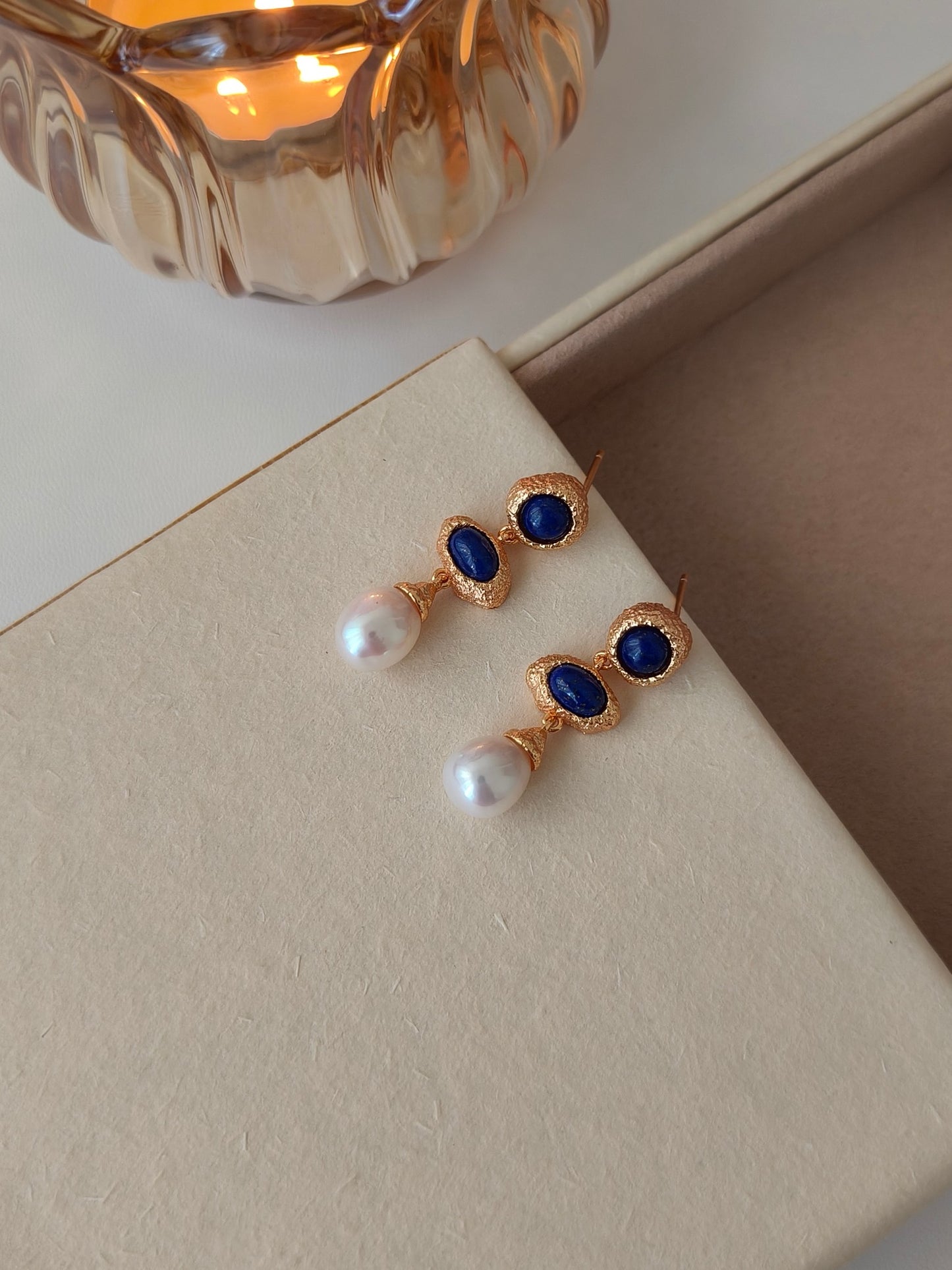 Full S925 Pure Silver Plated with 18K Real Gold | Natural Freshwater Pearl | Goldstone Earrings