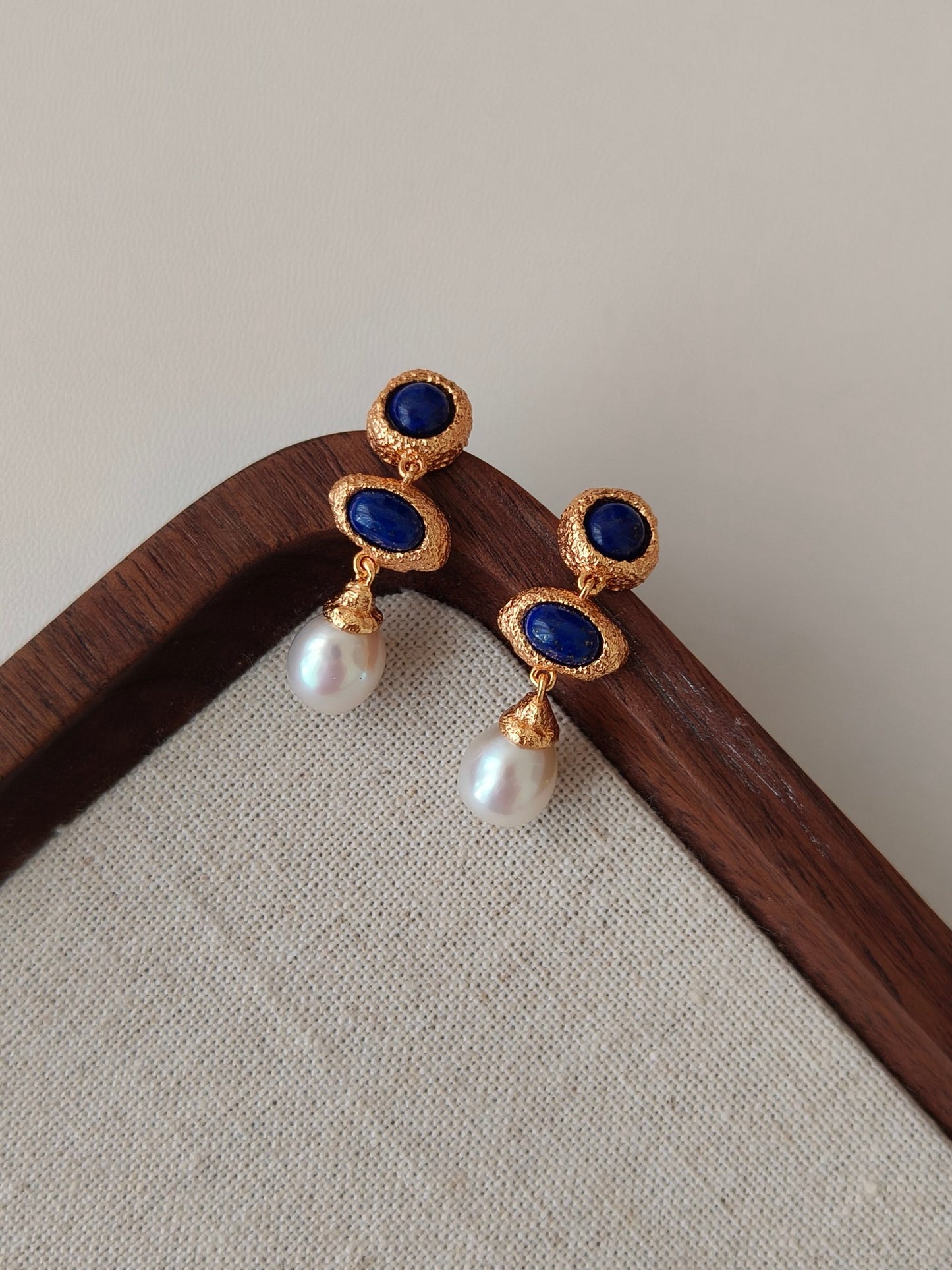 Full S925 Pure Silver Plated with 18K Real Gold | Natural Freshwater Pearl | Goldstone Earrings