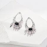 Sterling silver black agate/tiger eye vintage earrings