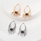 Sterling silver black agate/tiger eye vintage earrings