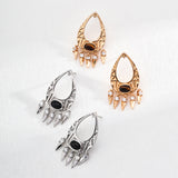 Sterling silver black agate/tiger eye vintage earrings