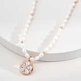 Sterling silver pearl necklace with cubic zirconia