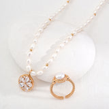Sterling silver pearl necklace with cubic zirconia