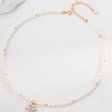 Sterling silver pearl necklace with cubic zirconia