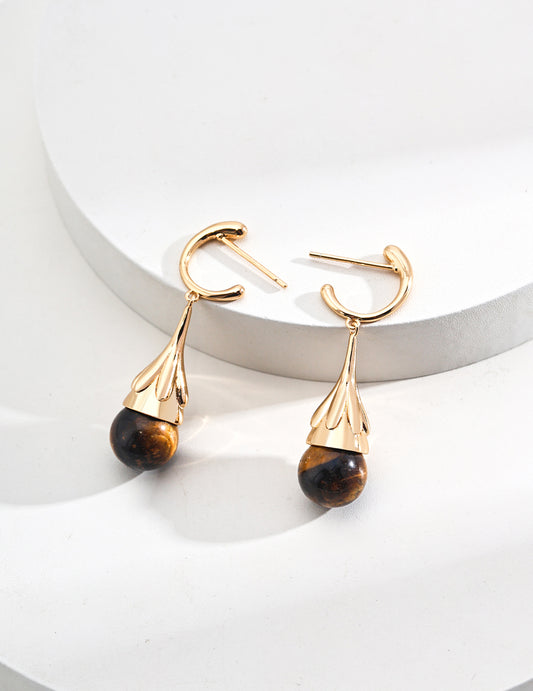 Sterling silver black onyx / tiger’s eye earrings