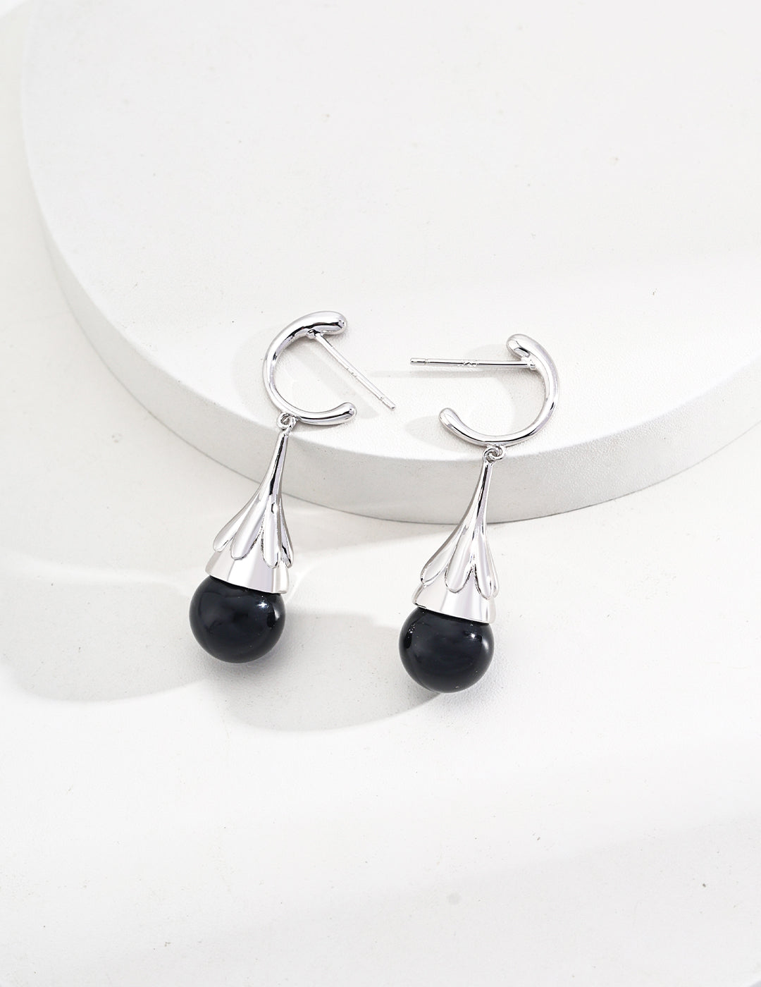 Sterling silver black onyx / tiger’s eye earrings