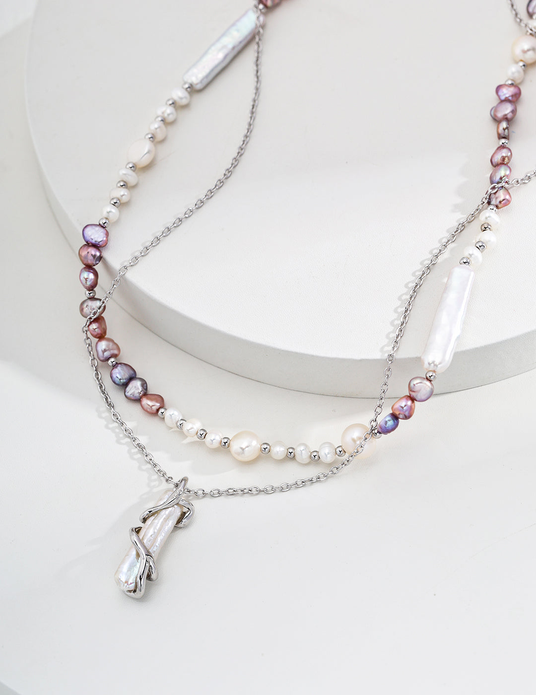 “Purple Aura Comes from the East! S925 Silver Fashion Natural Pearl Necklace”