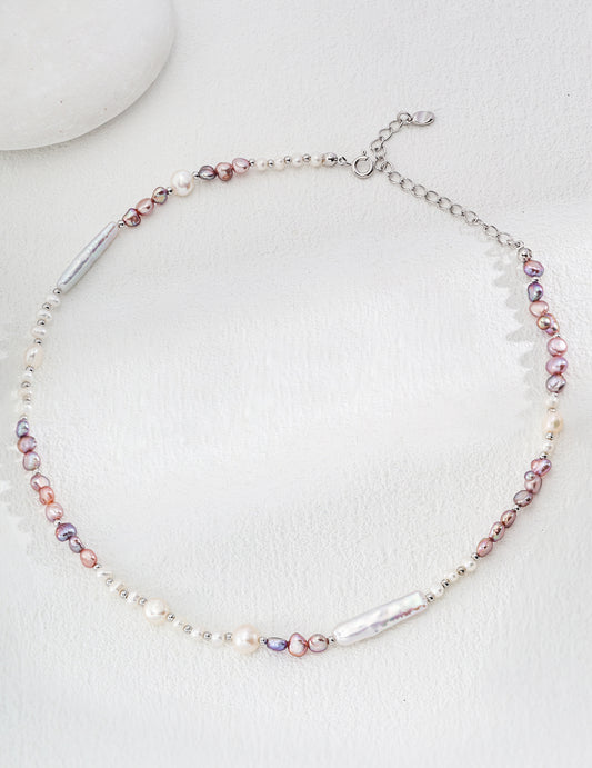 “Purple Aura Comes from the East! S925 Silver Fashion Natural Pearl Necklace”