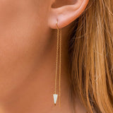 Dagger Threader Triangle Earrings | Gold Dipped Earring | Dangle Drop Long Chain Double Piercing Accessories for Women | Gifts for Mom, Girlfriend, Sister