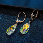Austrian Crystal Teardrop Leverback Dangle Earrings for Women Fashion 14K Gold Plated Hypoallergenic Jewelry